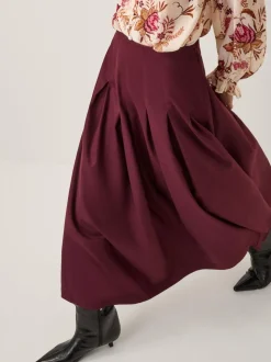 Monsoon Purple Dani Pleat Midi Skirt