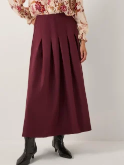 Monsoon Purple Dani Pleat Midi Skirt