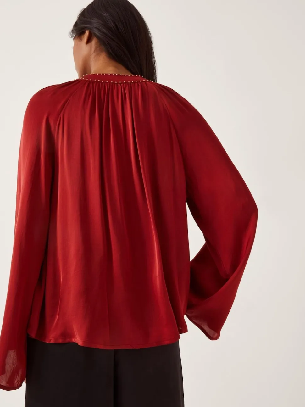 Monsoon Red Arlette Frill V-Neck Blouse