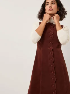 Monsoon Red Rubi Sleeveless Scallop Midi Dress