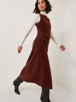 Monsoon Red Rubi Sleeveless Scallop Midi Dress