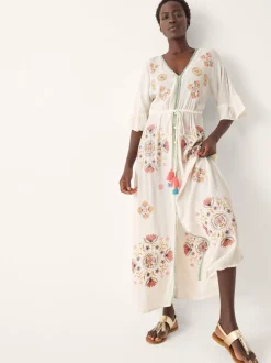 Monsoon White Juniper Embroidered Maxi Dress