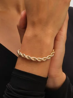 Mood Gold Tone Twisted Rope Necklace Bracelet Set