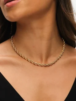 Mood Gold Tone Twisted Rope Necklace Bracelet Set