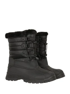 Mountain Warehouse Black Whistler Womens Sherpa Lined Adaptive Snow Boots