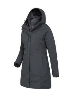 Mountain Warehouse Black Womens Alaskan 3-In-1 Waterproof Long Coat