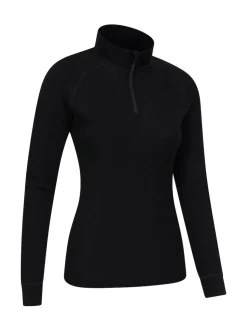 Mountain Warehouse Black Womens Merino Zip Neck Thermal Top