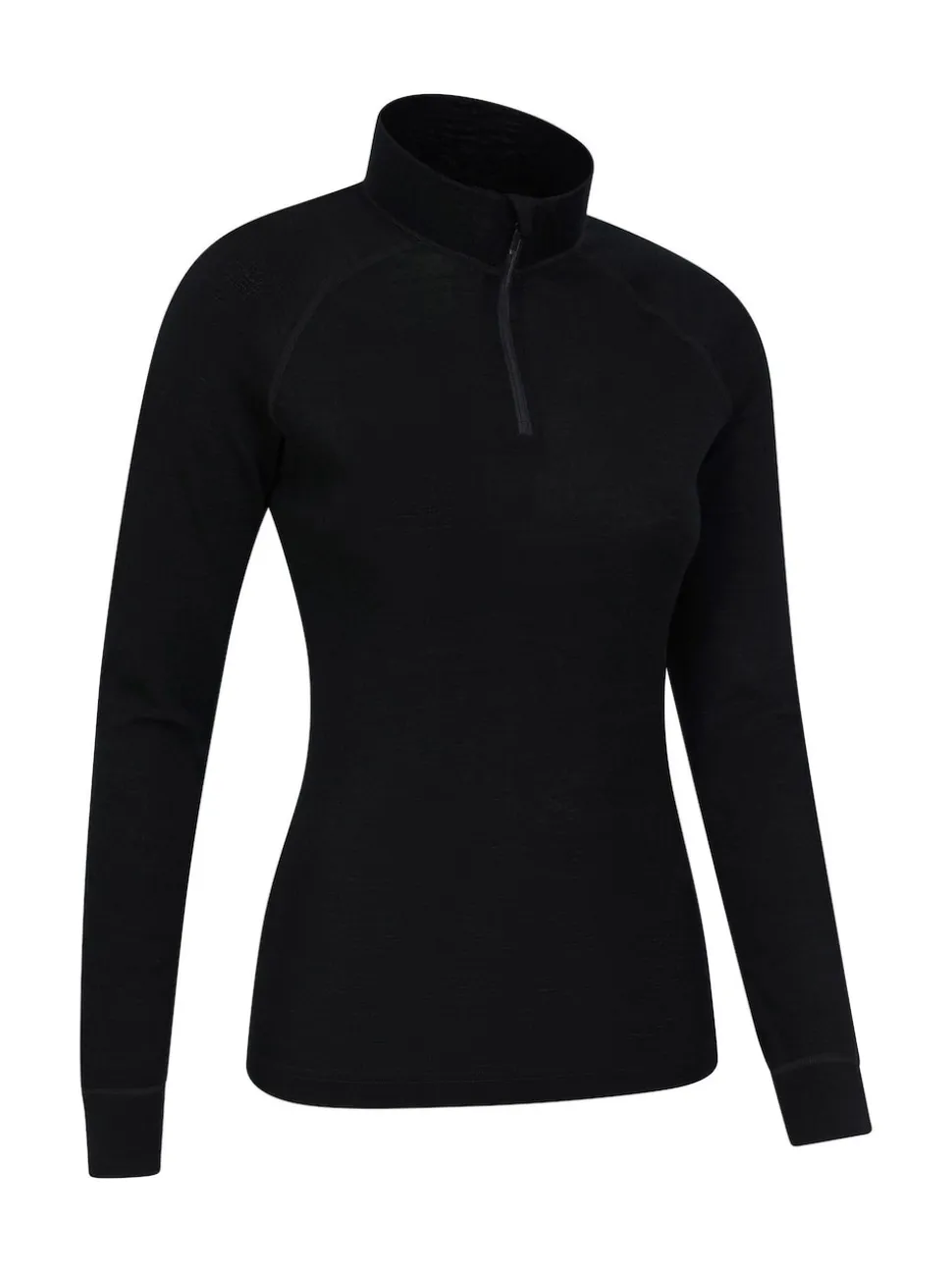 Mountain Warehouse Black Womens Merino Zip Neck Thermal Top