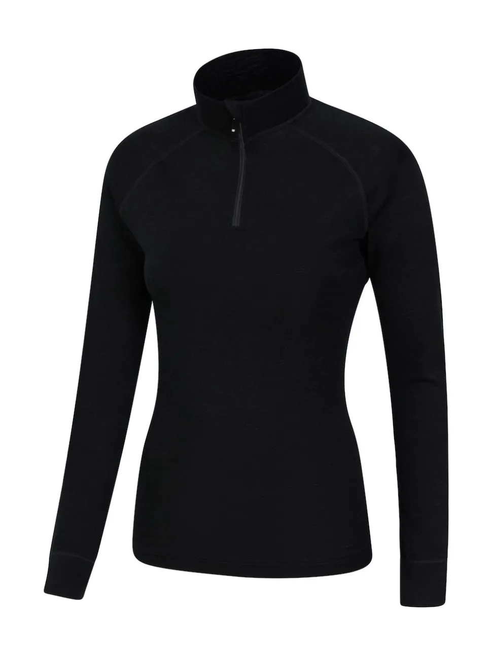Mountain Warehouse Black Womens Merino Zip Neck Thermal Top