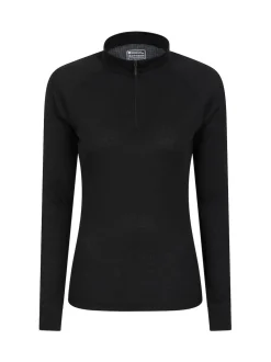 Mountain Warehouse Black Talus Womens Zip Neck Thermal Top