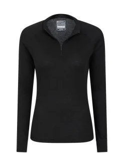 Mountain Warehouse Black Talus Womens Zip Neck Thermal Top