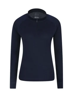 Mountain Warehouse Blue Talus Womens Zip Neck Thermal Top