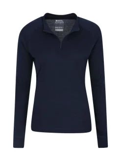 Mountain Warehouse Blue Talus Womens Zip Neck Thermal Top