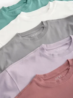 Multi 100% Cotton Boxy Short Sleeve T-Shirts 5 Pack