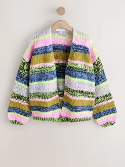 Multi Blue/Green Stripe Soft Touch Chunky Knit Cardigan