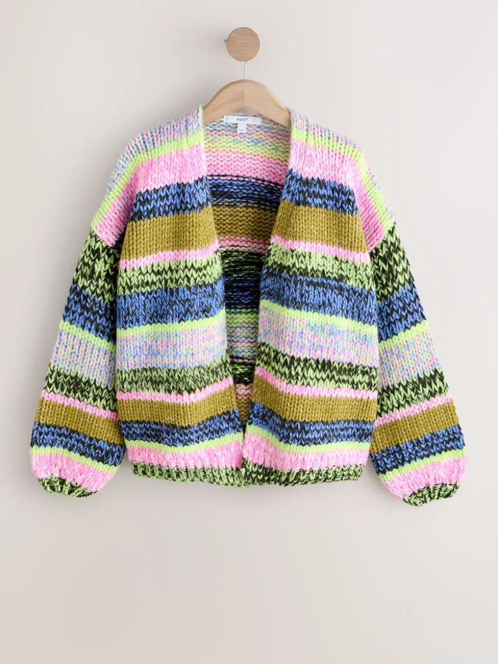 Multi Blue/Green Stripe Soft Touch Chunky Knit Cardigan