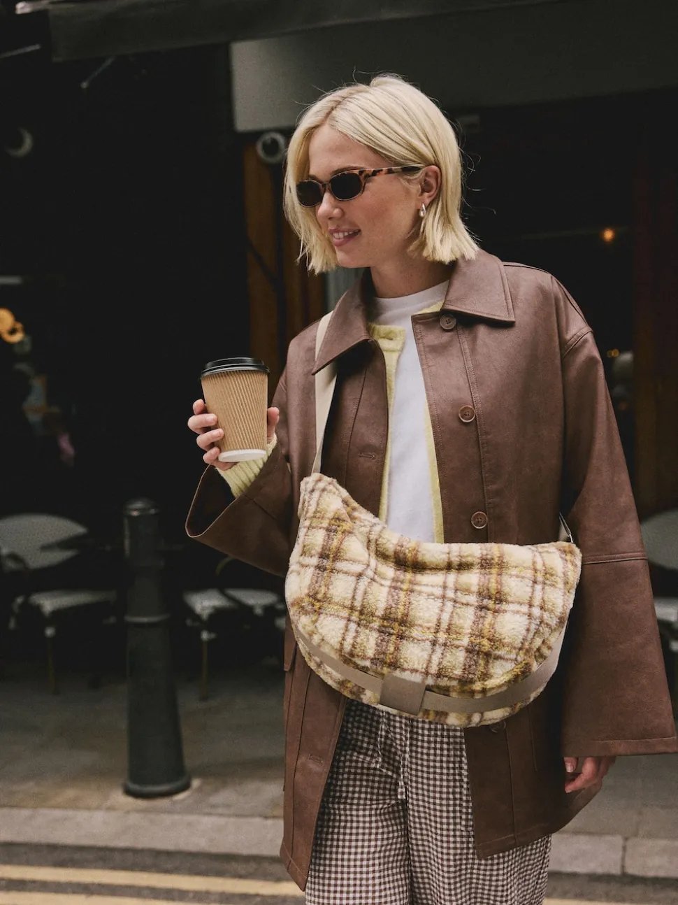 Multi Borg Sling Checkered Cross-Body Bag