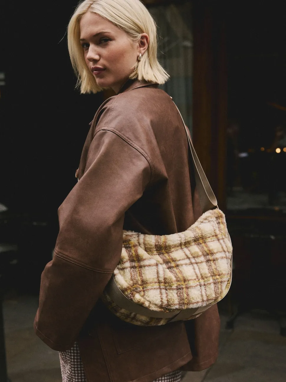Multi Borg Sling Checkered Cross-Body Bag