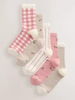 Multi Check Ankle Socks 5 Pack
