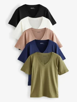 Multi Cotton Modal Slouch T-Shirt 5 Pack