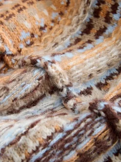 Multi Neutral Stand Neck Fairisle Pattern Stitch Knitted Jumper