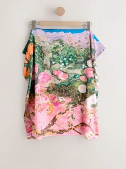 Multi Pink Floral Benjamin MacGregor Artist Collaboration Lightweight Square Scarf