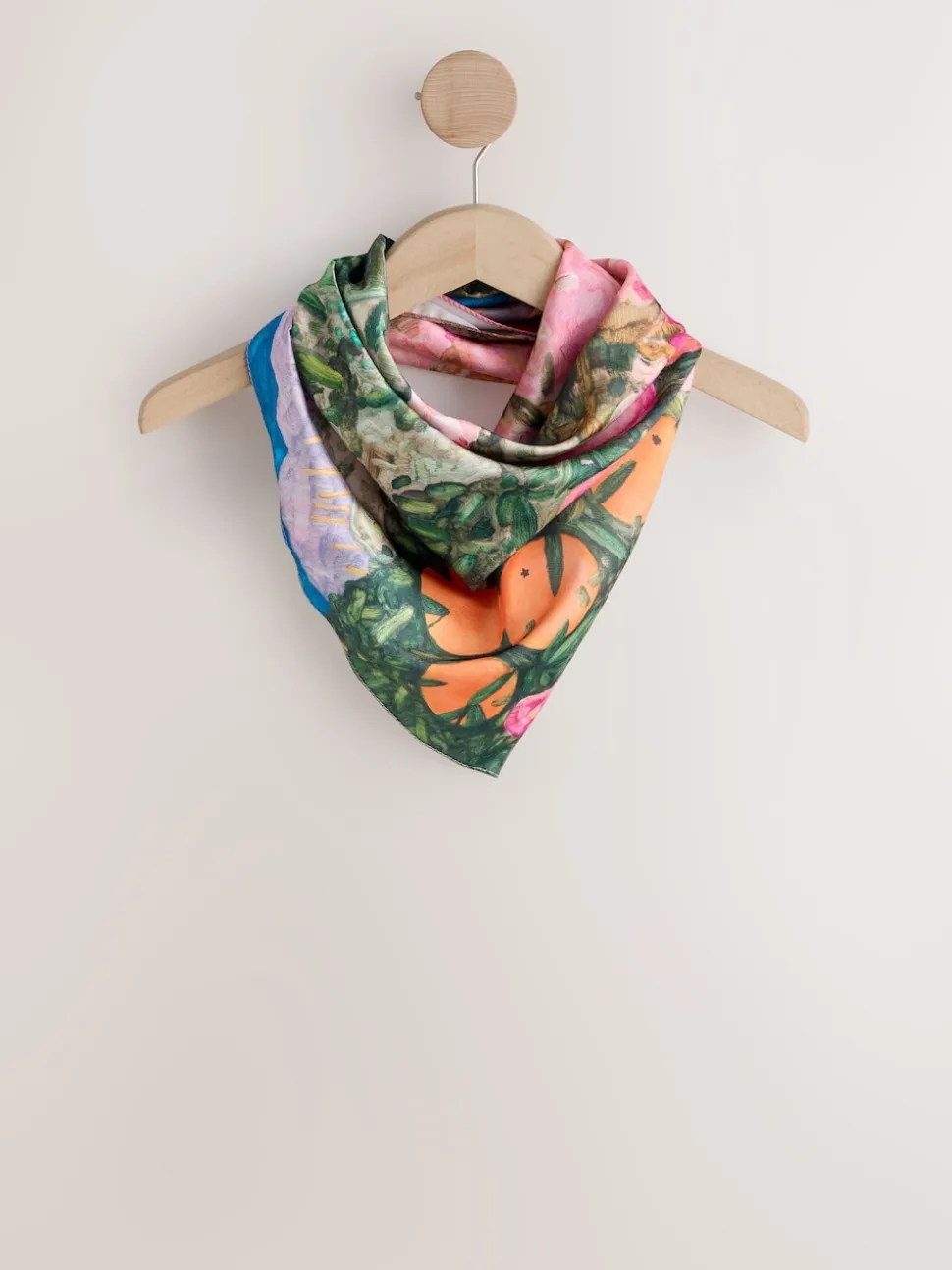 Multi Pink Floral Benjamin MacGregor Artist Collaboration Lightweight Square Scarf