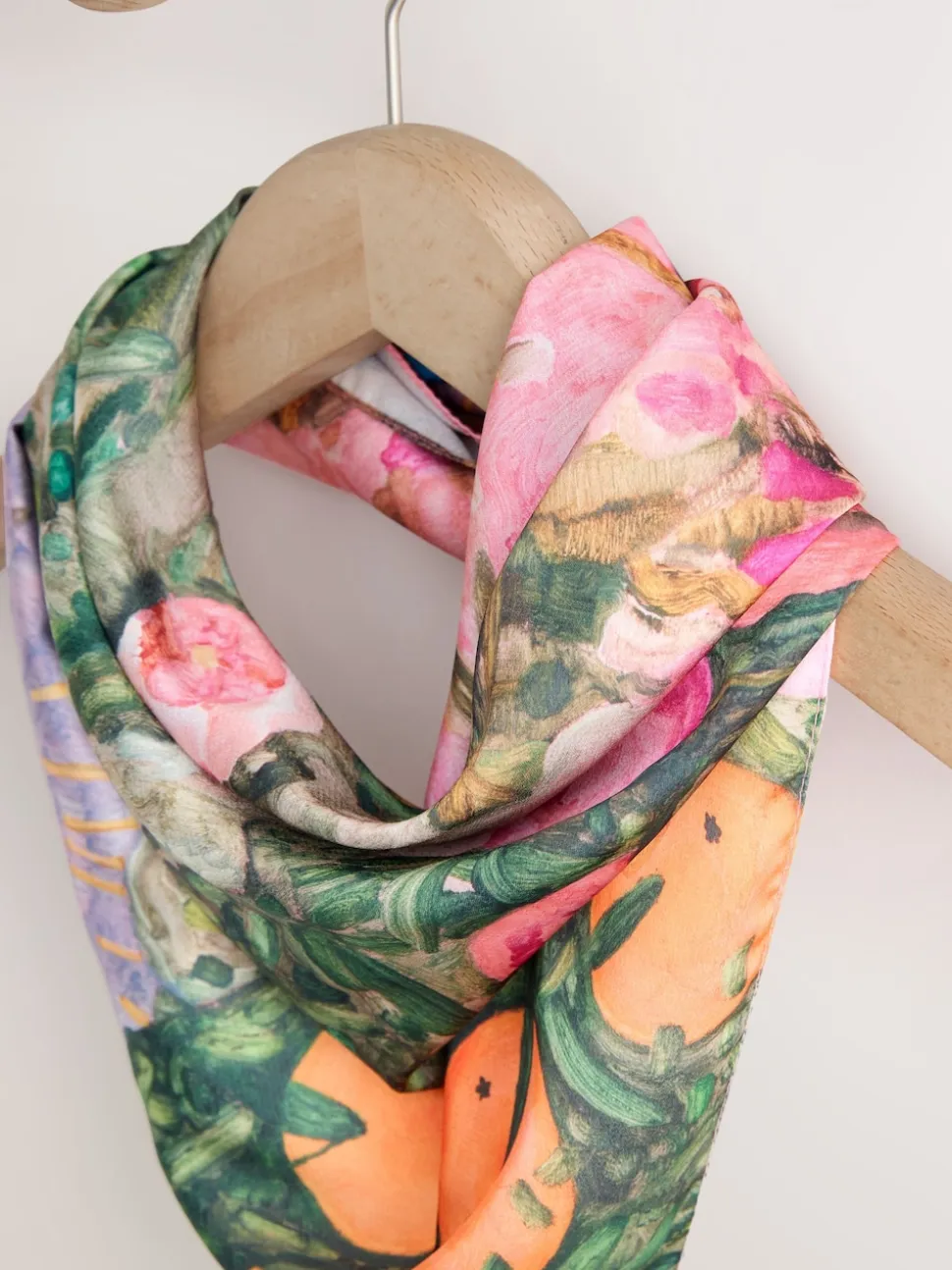 Multi Pink Floral Benjamin MacGregor Artist Collaboration Lightweight Square Scarf