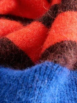 Multi Red/Blue Stripe Long Sleeve Crew Neck Jumper With Wool