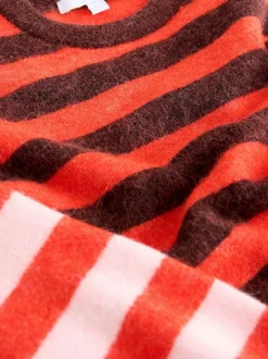 Multi Red/Blue Stripe Long Sleeve Crew Neck Jumper With Wool