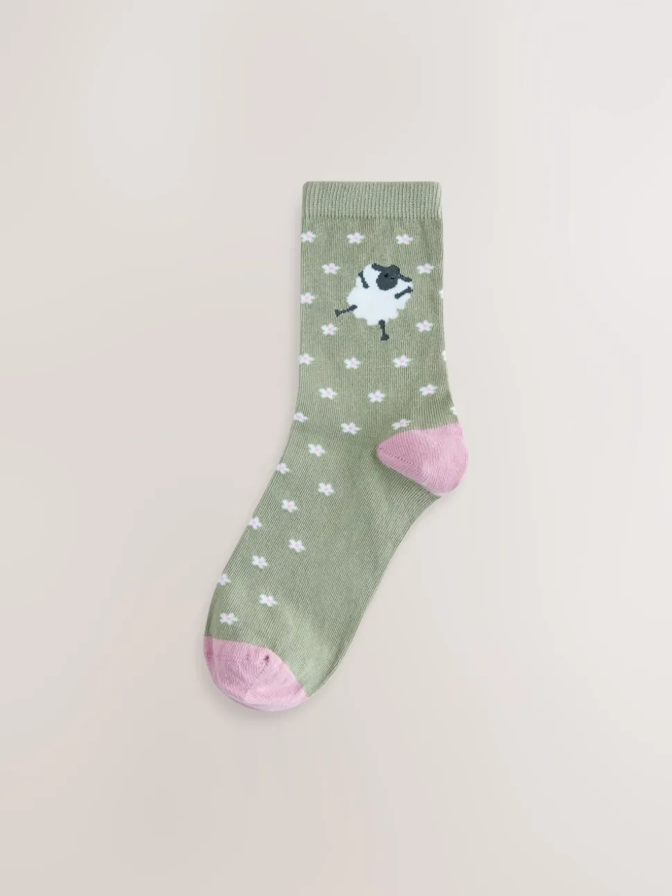 Multi Sheep Print Ankle Socks 4 Pack