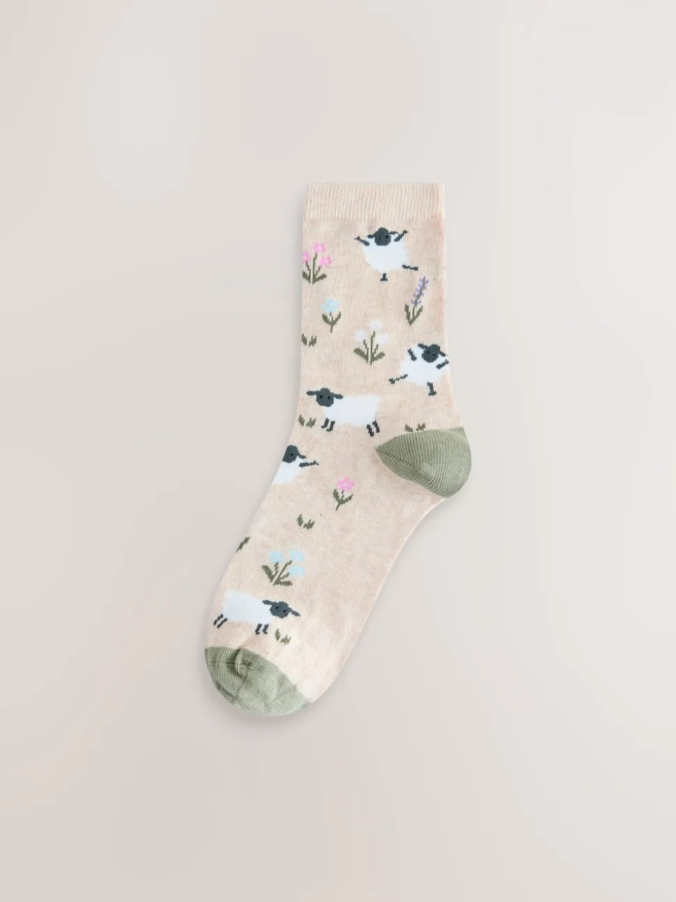 Multi Sheep Print Ankle Socks 4 Pack