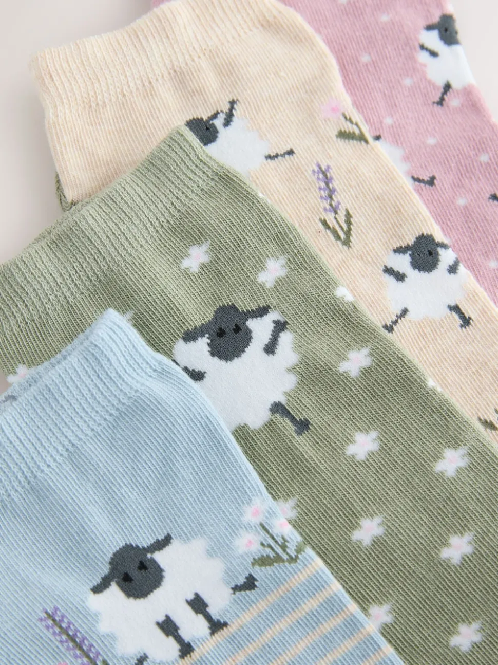 Multi Sheep Print Trainer Socks 4 Pack