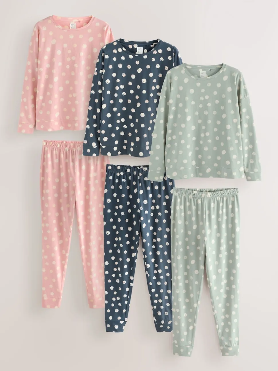 Multi Spot Long Sleeve Pyjamas 3 Pack