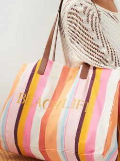 Multi Striped Beach Bag