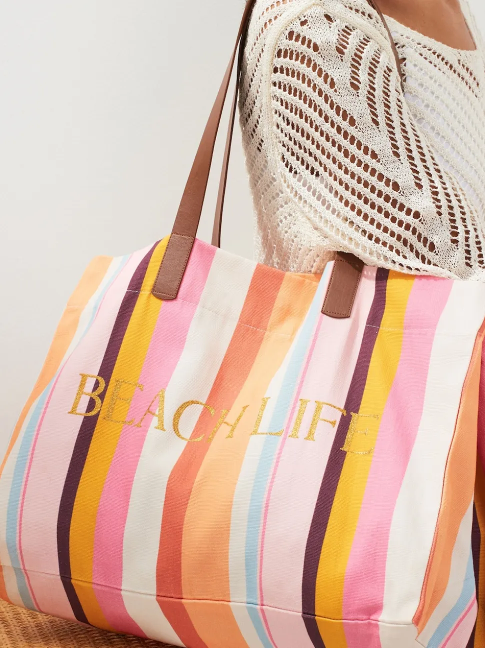 Multi Striped Beach Bag