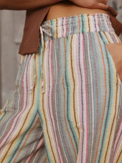 Multi-Coloured Stripe Pull On Wide Leg Trousers