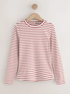 Multi/Striped 5 Pack Ribbed Long Sleeve T-Shirts