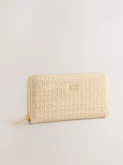 Natural Raffia Effect Purse