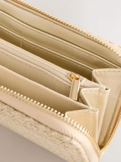Natural Raffia Effect Purse
