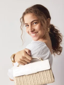 Natural Raffia Effect Top Handle Bag