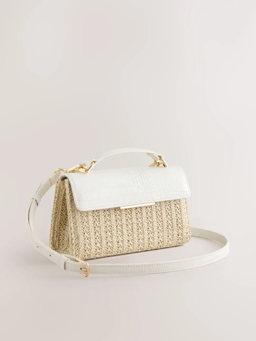 Natural Raffia Effect Top Handle Bag