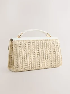 Natural Raffia Effect Top Handle Bag