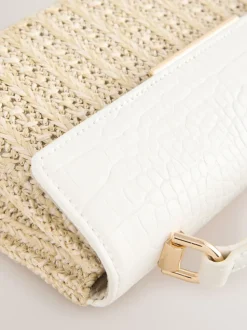 Natural Raffia Effect Top Handle Bag
