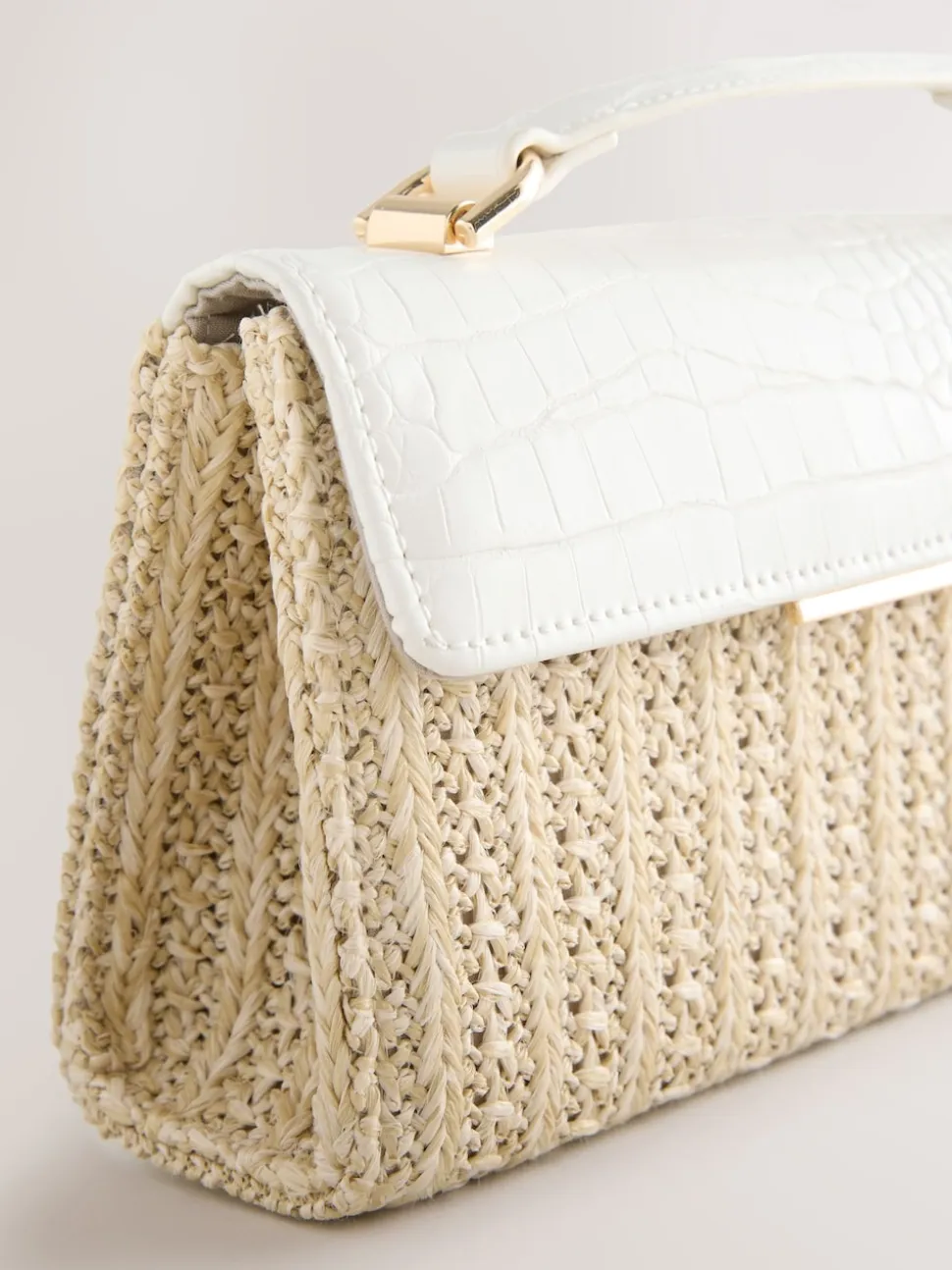 Natural Raffia Effect Top Handle Bag
