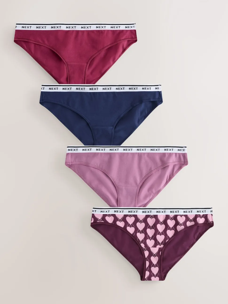 Navy Argyle Check Bikini Cotton Logo Knickers 4 Pack
