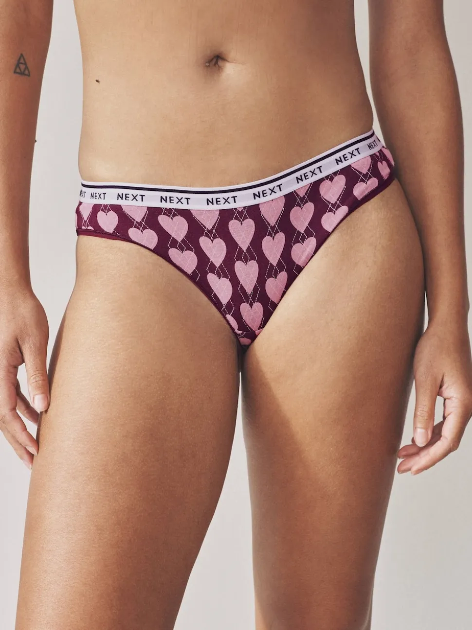 Navy Argyle Check Bikini Cotton Logo Knickers 4 Pack