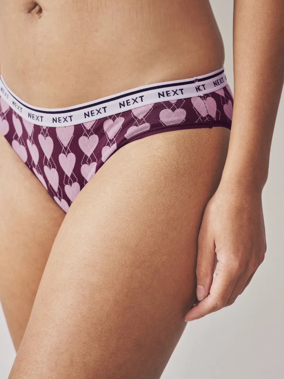 Navy Argyle Check Bikini Cotton Logo Knickers 4 Pack