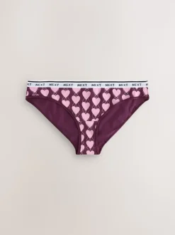 Navy Argyle Check Bikini Cotton Logo Knickers 4 Pack