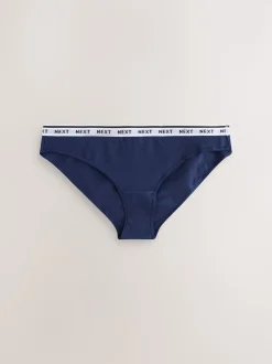 Navy Argyle Check Bikini Cotton Logo Knickers 4 Pack